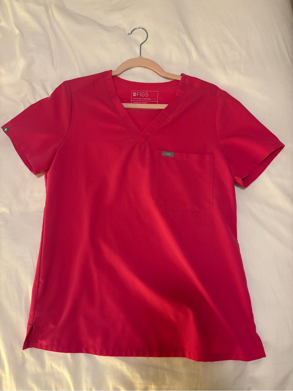 Figs Caterina Scrub Top in Bright Pink Limited Edition